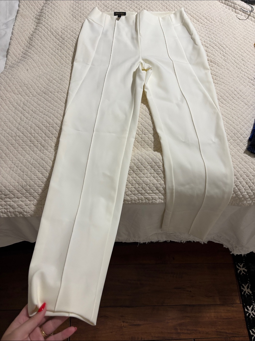 Escada Cream Tailored Crepe Womens Dress Pants